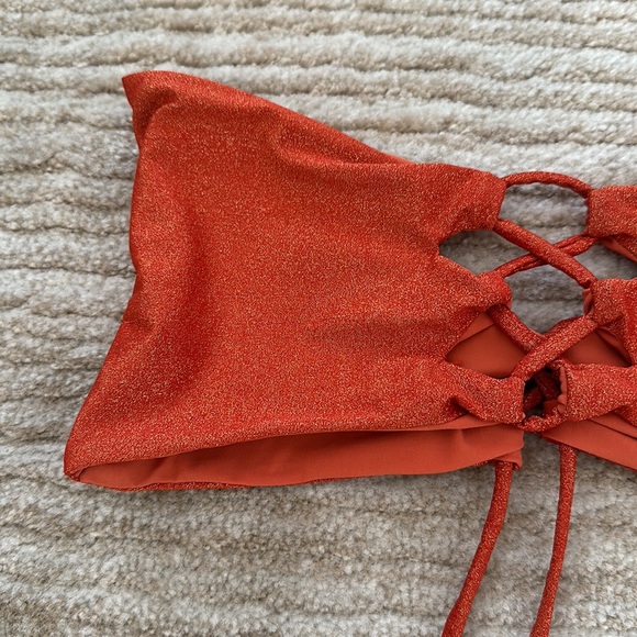 Sara Cristina Hava Bikini with Bandeau Top and Bottom in Shiny Orange Size XS - Picture 7 of 16
